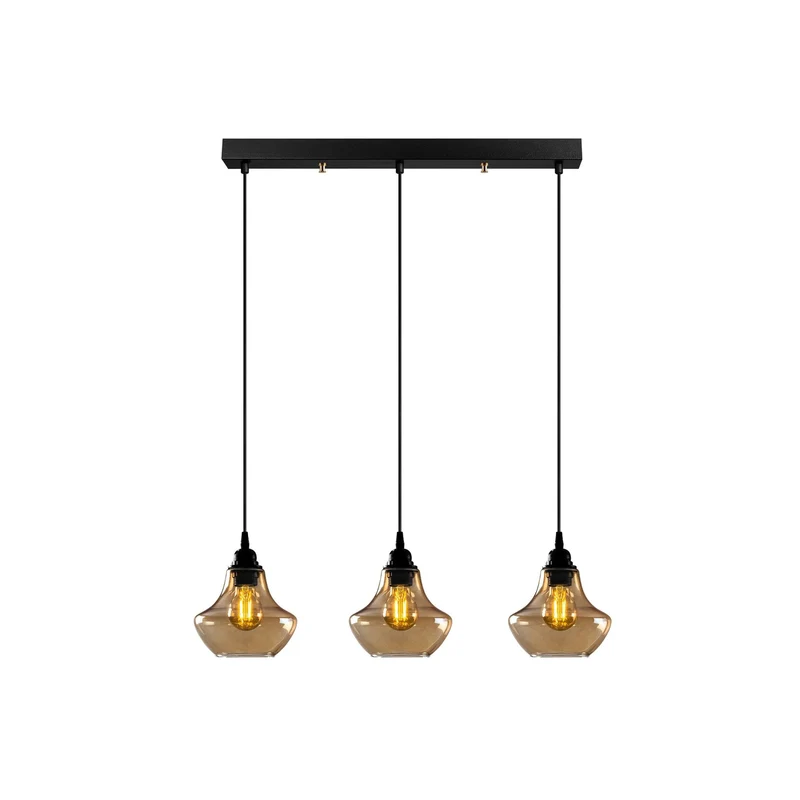 B-Ware Hängeleuchte Gold 052 gold-transparent Glas 3-flammig lang Deckenlampe Lampe