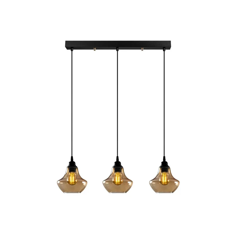 B-Ware Hängeleuchte Gold 052 gold-transparent Glas 3-flammig lang Deckenlampe Lampe