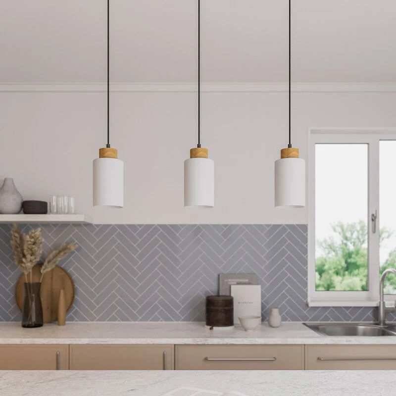 B-Ware Envostar Talia Pendelleuchte Pendelleuchte Lampe 3-fl E27 linea Eiche weiß schwa