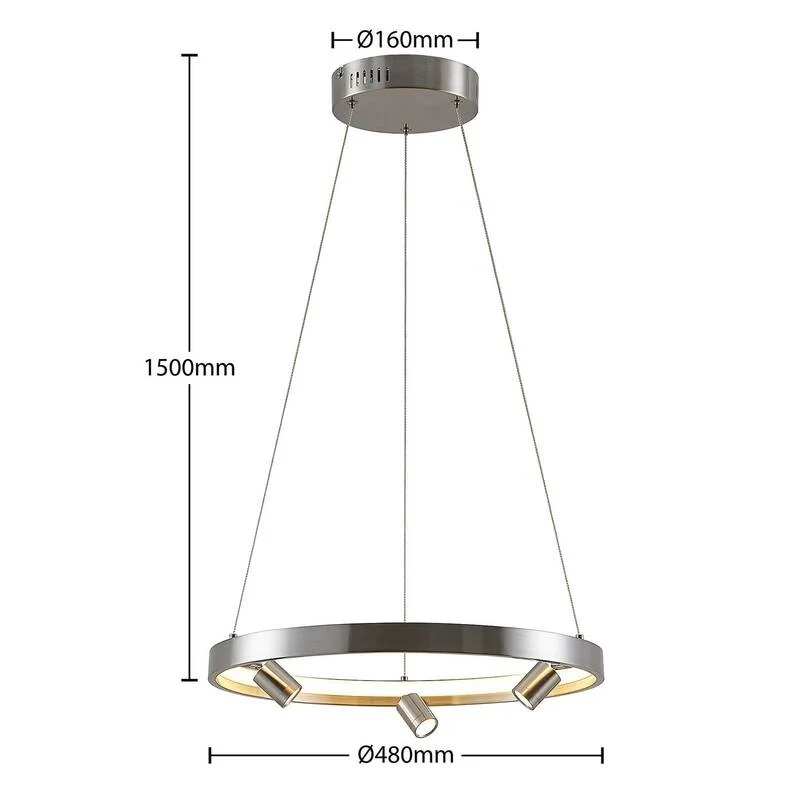 B-Ware Lucande Paliva LED-Hängeleuchte Deckenlampe Pendelleuchte Leuchte 48cm nickel