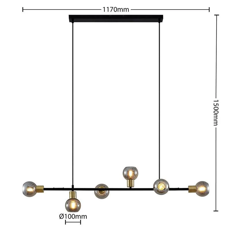 B-Ware Lindby Biscala LED-Pendellampe Hängelampe Deckenlampe E14 schwarz messing rauch
