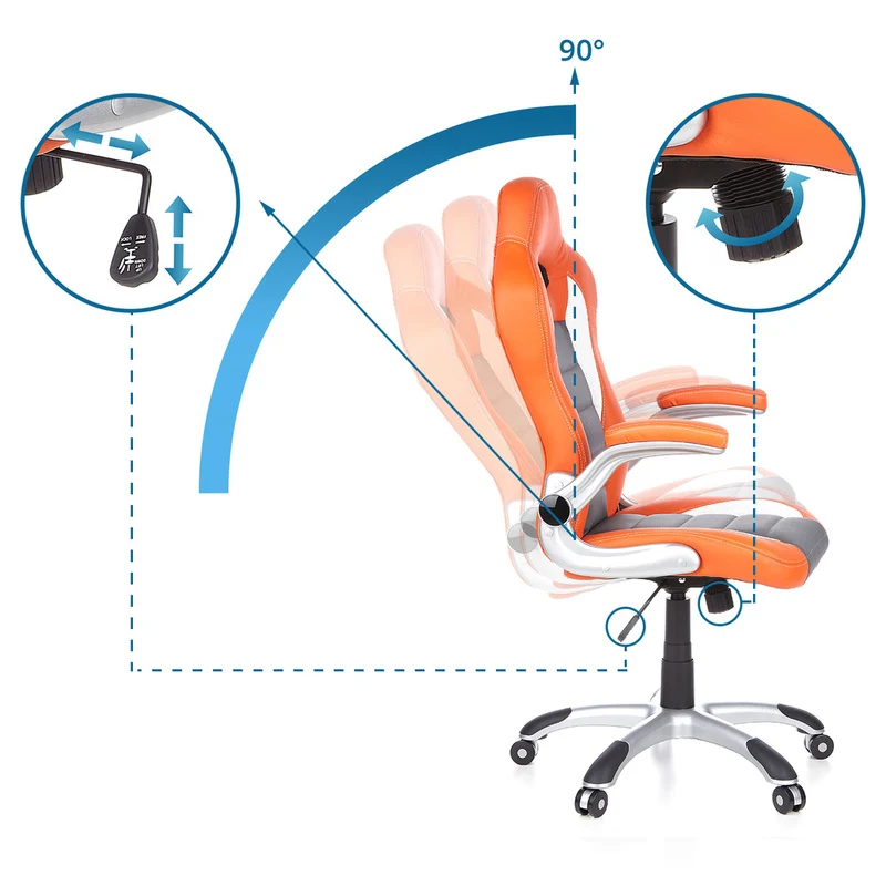 B-Ware hjh OFFICE Gaming Stuhl Chefsessel Bürostuhl orange weiß Kunstleder