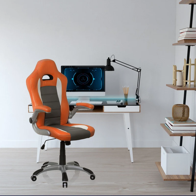 B-Ware hjh OFFICE Gaming Stuhl Chefsessel Bürostuhl orange weiß Kunstleder