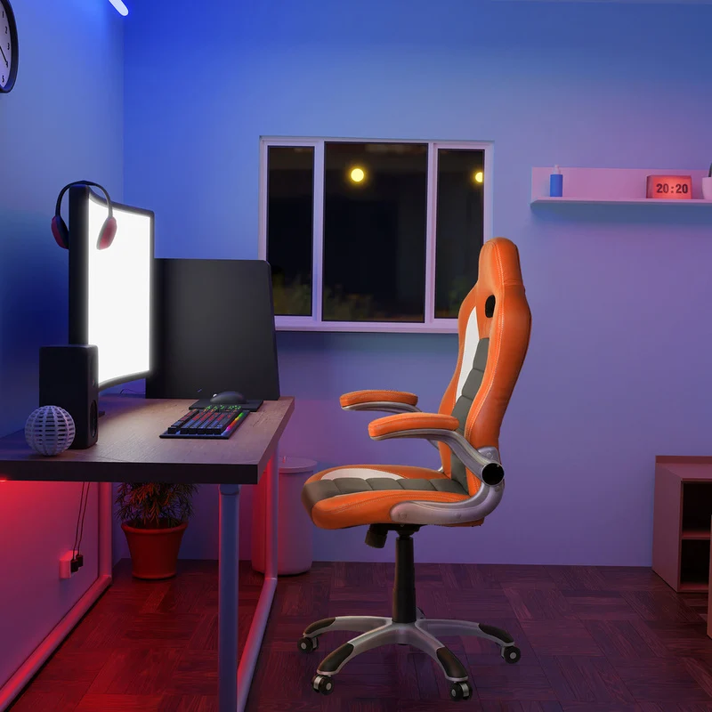 B-Ware hjh OFFICE Gaming Stuhl Chefsessel Bürostuhl orange weiß Kunstleder
