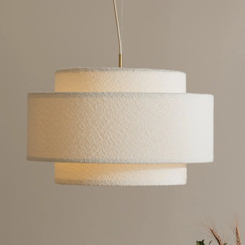 B-Ware Globen Lighting Hängeleuchte Pendelleuchte Noah Bouclé Textil Metall weiß