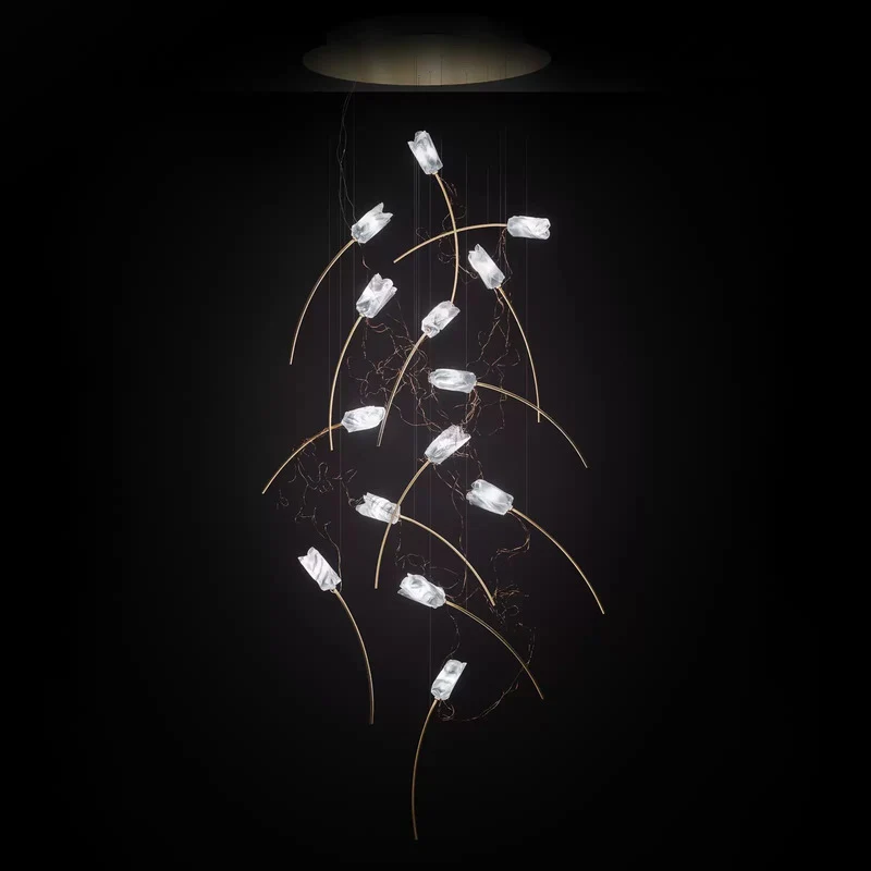 B-Ware Slamp Pendelleuchte Hängelampe Tulip Messing weiß transparent Design Marc Sad496