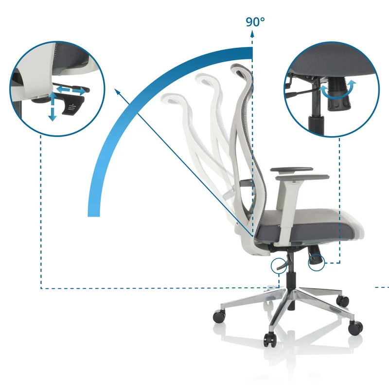 B-Ware hjh OFFICE Drehstuhl Bürostuhl Schreibtischstuhl AZURRO WHITE Netzstoff grau