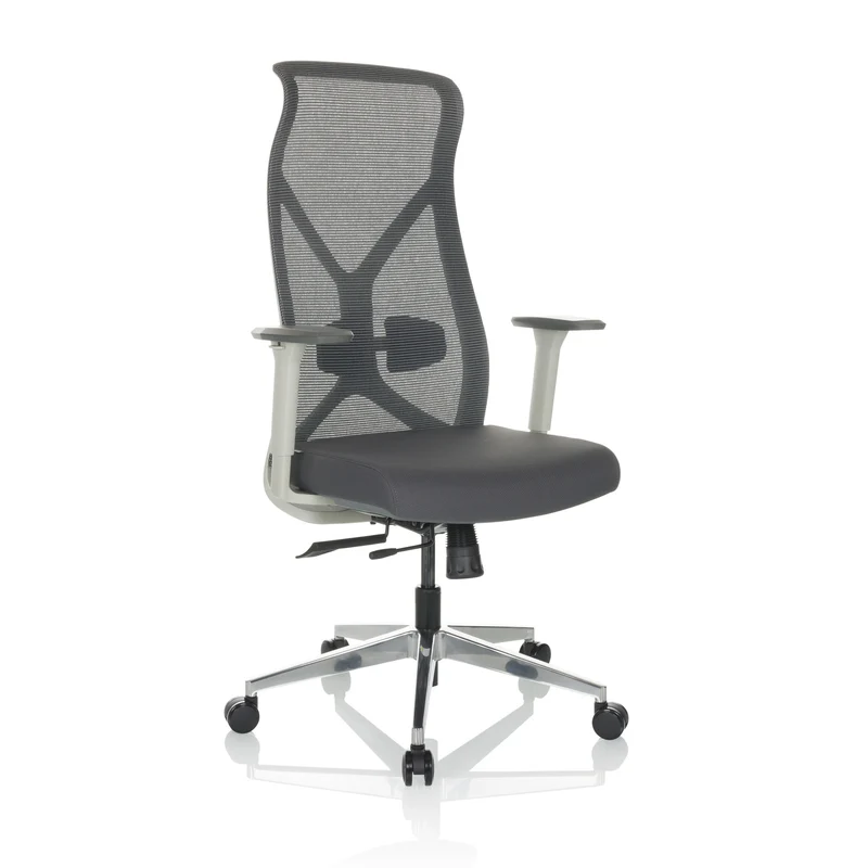 B-Ware hjh OFFICE Drehstuhl Bürostuhl Schreibtischstuhl AZURRO WHITE Netzstoff grau