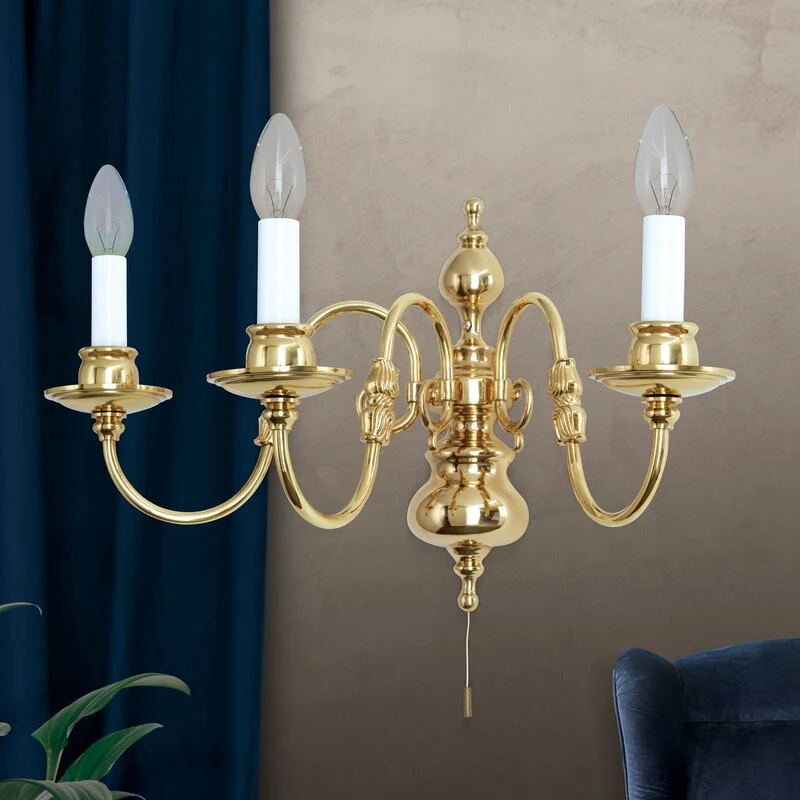 B-Ware Orion Wandleuchte Imke Wandlampe Wandlicht Leuchte Lampe 3-flg. messing poliert