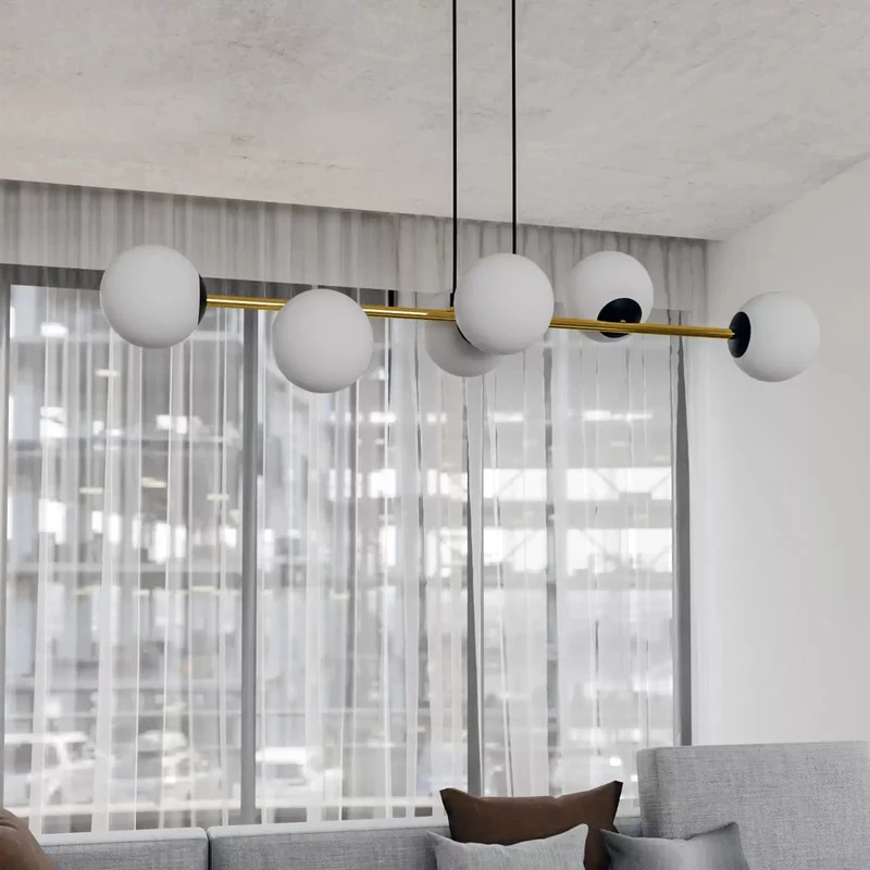 B-Ware Hängeleuchte Gravity Hängelampe Deckenleuchte opalweiß/gold/schwarz Glas E14