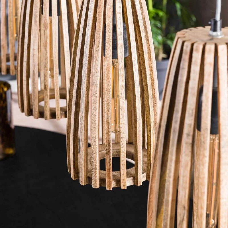 B-Ware no name Hängeleuchte Großbergen Leuchte Lampe Hängelampe aus Mangoholz