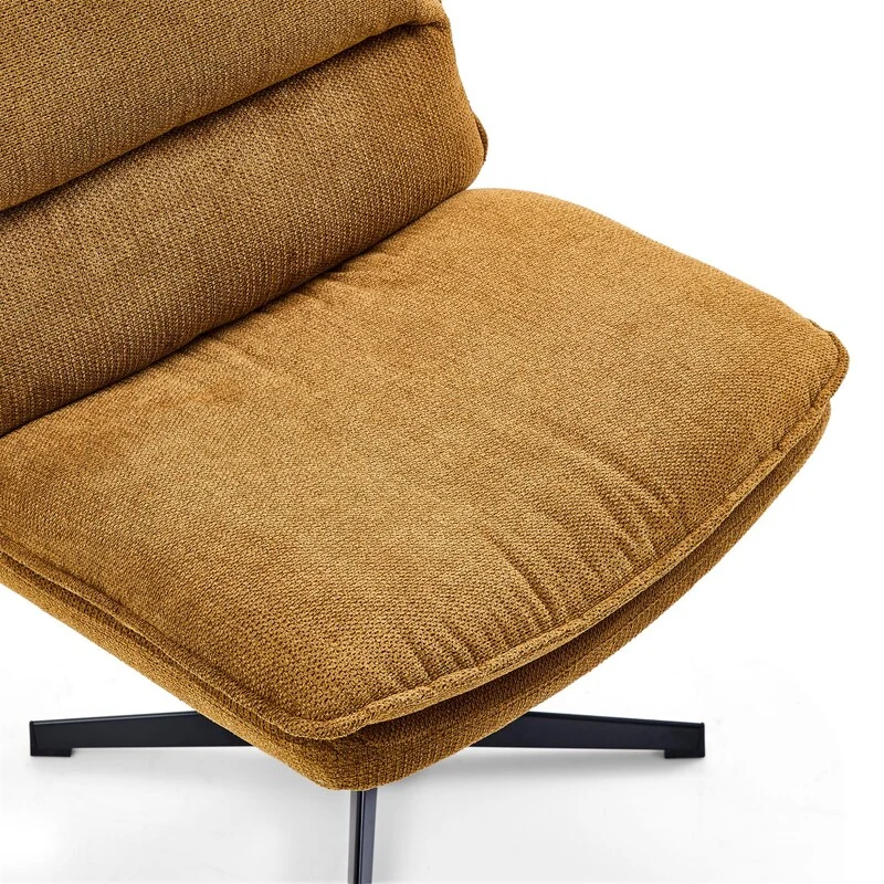 B-Ware hjh LIVING Loungesessel Sessel Schneidersitzstuhl Criss-Cross 20 Stoff Braun