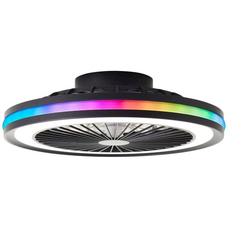B-Ware Brilliant LED Deckenleuchte Lampe Schwarz Rund Ventilator Fernbedienung Palmero