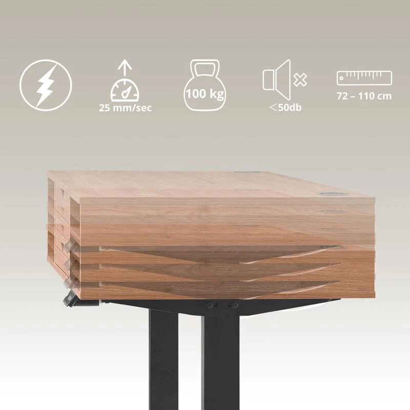 B-Ware hjh OFFICE Schreibtisch Tisch Arbeitsplatz Eiche Schwarz elektrisch verstellbar