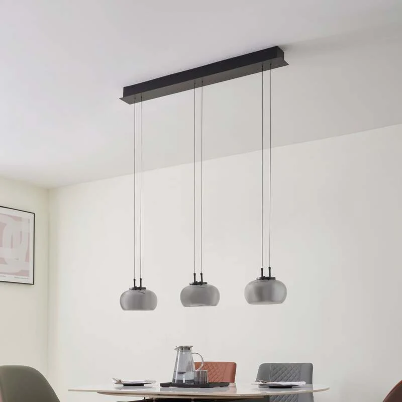 B-Ware Lucande LED Hängeleuchte Pendellampe Lampe rauchgrau Glas höhenverstellbar