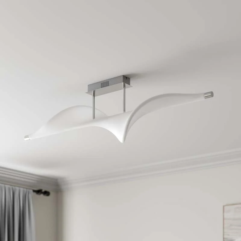 B-Ware Lucande Deckenlampe Leuchte Edano LED dimmbar Textil Aluminium weiß 122x22cm