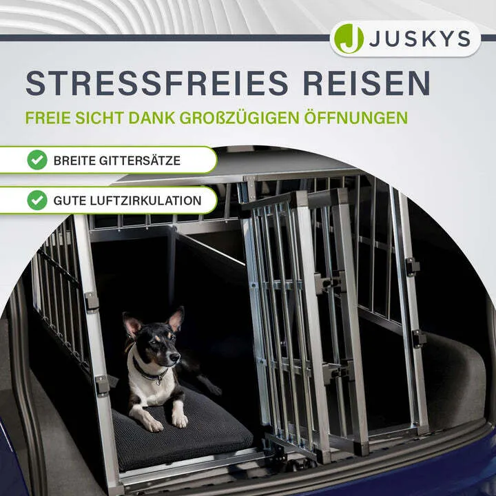 B-Ware Hundebox Auto Hundetransportbox Alu für große Hunde Kofferraum Rücksitz XL