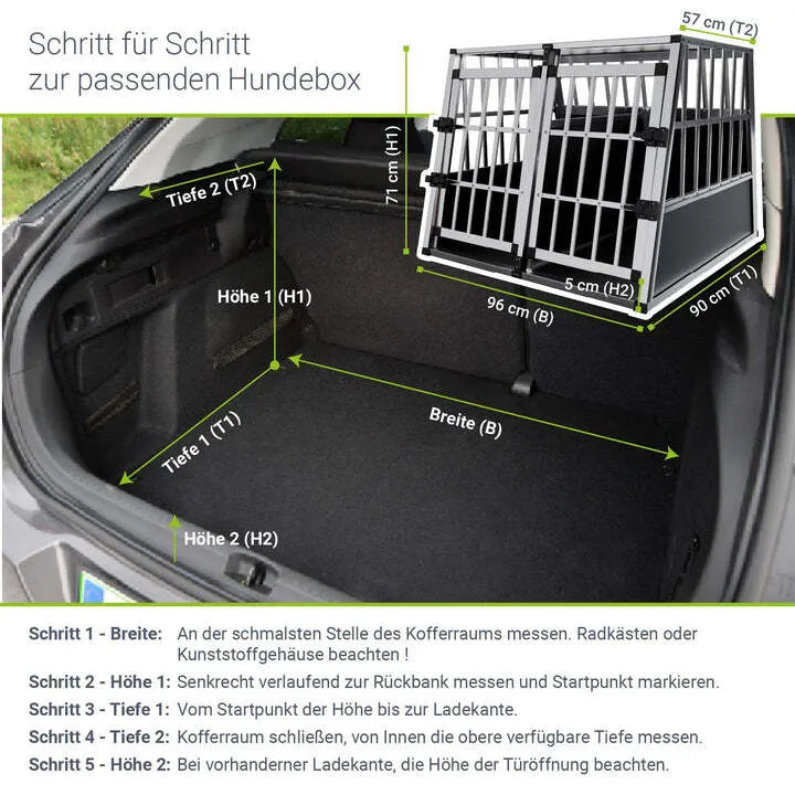 B-Ware Hundebox Auto Hundetransportbox Alu für große Hunde Kofferraum Rücksitz XL