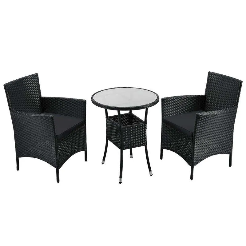 B-Ware Polyrattan Balkon Set Bayamo 2 Personen Sitzgarnitur wetterfest schwarz