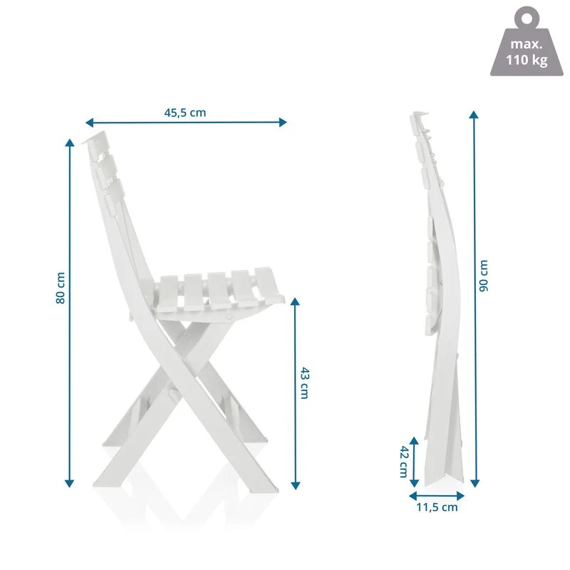B-Ware hjh LIVING Outdoorstuhl Klappstuhl Gartenstuhl Campingstuhl Weiß Kunststoff