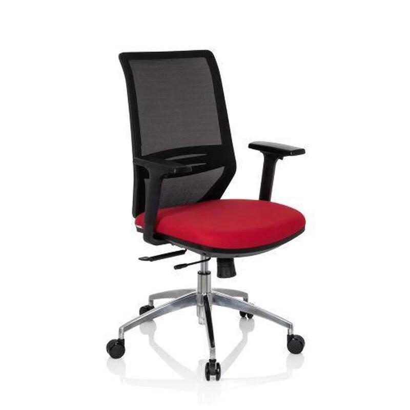 B-Ware hjh OFFICE Profondo Bürostuhl Drehstuhl Schwarz Rot Stoff Netzgewebe Ergonomie