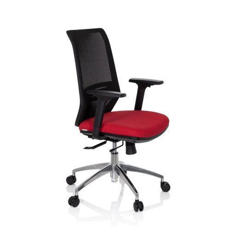 B-Ware hjh OFFICE Profondo Bürostuhl Drehstuhl Schwarz Rot Stoff Netzgewebe Ergonomie
