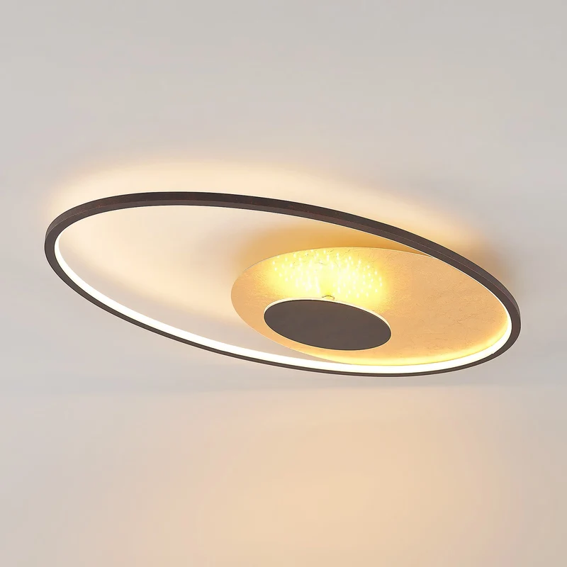 B-Ware Lindby Deckenleuchte Lampe LED Feival Dimmbar Wandschalter rost gold Metall