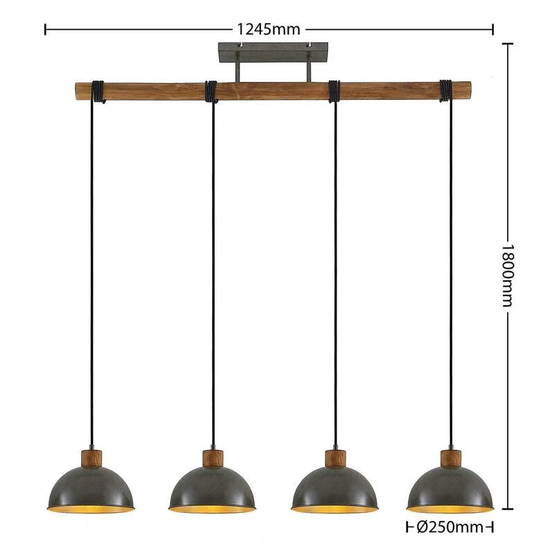 B-Ware Lindby Durbis Hängeleuchte Hängelampe Lampe Leuchte 4-flmg. E27 natur dunkelgrau