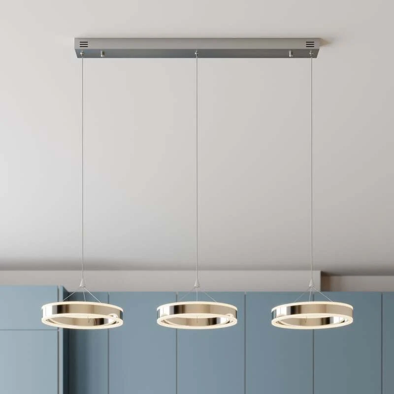 B-Ware Lucande Pendelleuchte Hängeleuchte LED Chrom Lyani dimmbar Esszimmerlampe848