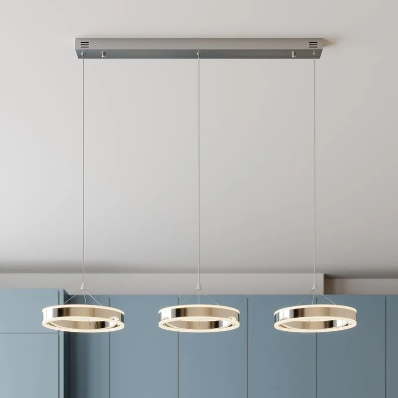 B-Ware Lucande Pendelleuchte Hängeleuchte LED Chrom Lyani dimmbar Esszimmerlampe848