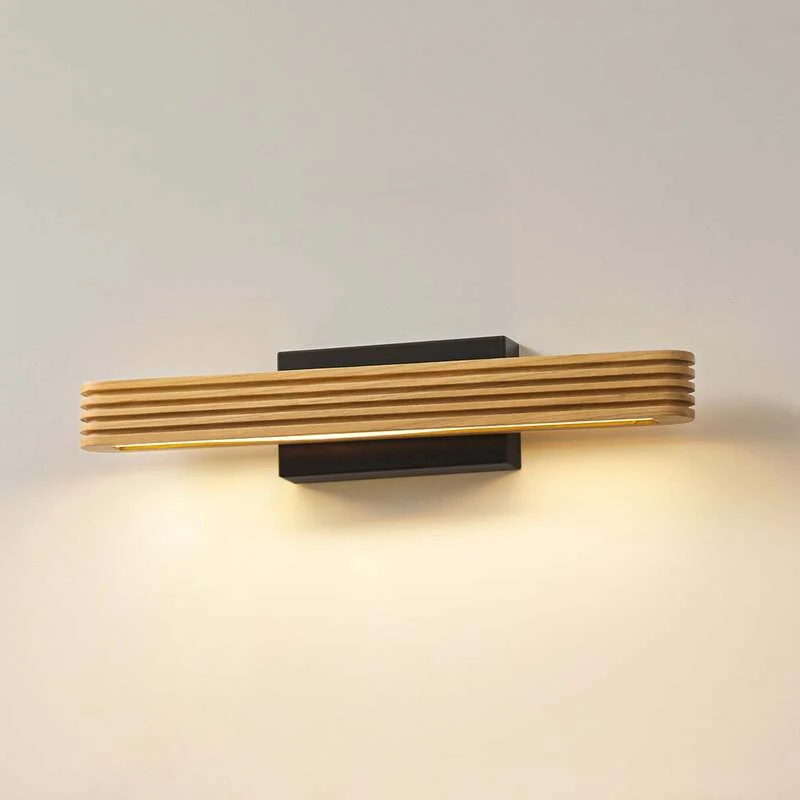 B-Ware Lucande Wandleuchte Wandlampe LED Holz schwarz Lieske Beleuchtung Innenbereich