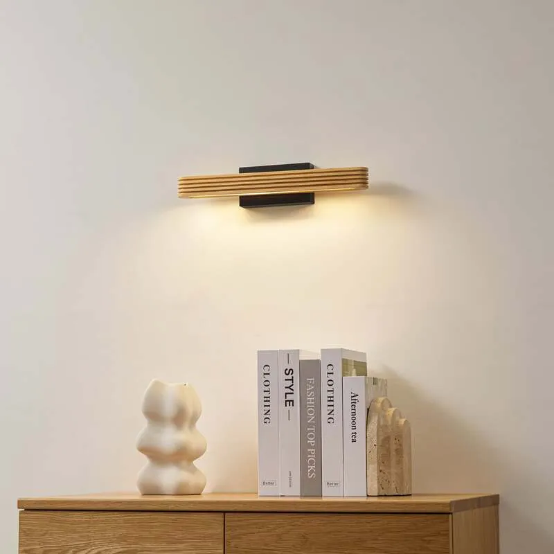 B-Ware Lucande Wandleuchte Wandlampe LED Holz schwarz Lieske Beleuchtung Innenbereich