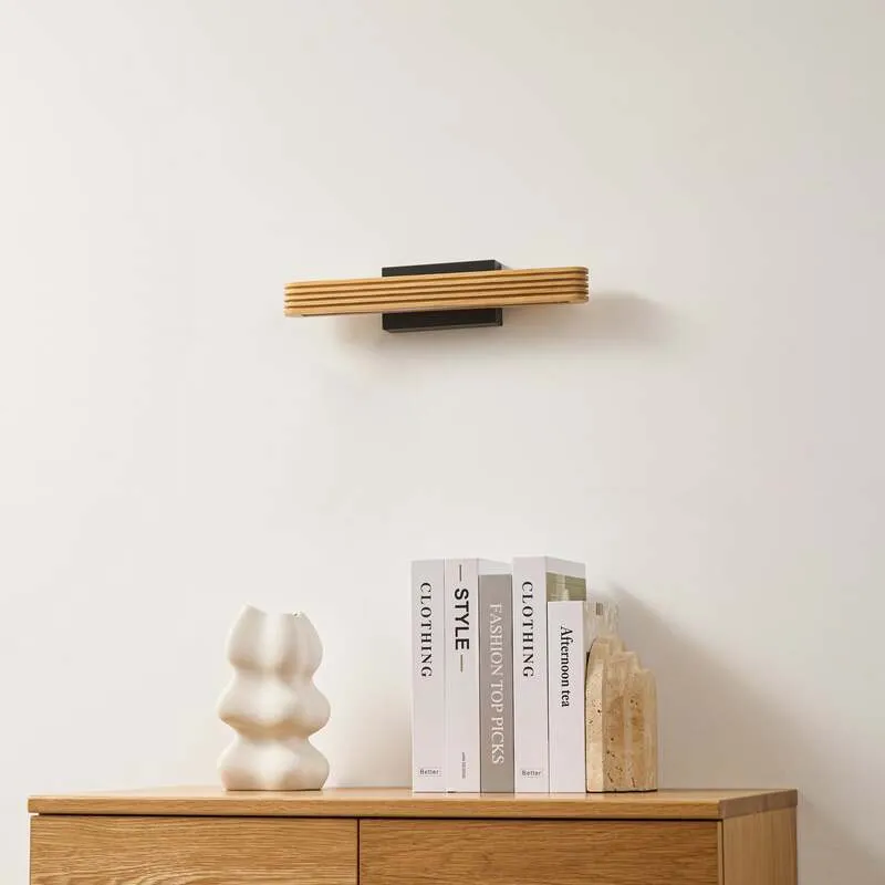 B-Ware Lucande Wandleuchte Wandlampe LED Holz schwarz Lieske Beleuchtung Innenbereich