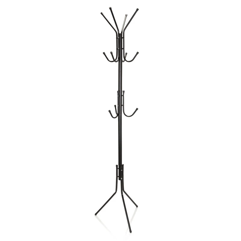 B-Ware hjh OFFICE Garderobenständer Kleiderständer Garderobe schwarz Stahl 11 Haken