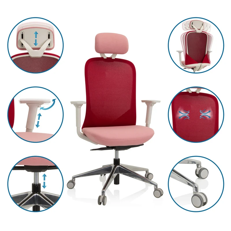B-Ware hjh OFFICE Bürostuhl Drehstuhl AVEZA PRO Netzstoff Stoff rosa höhenverstellbar