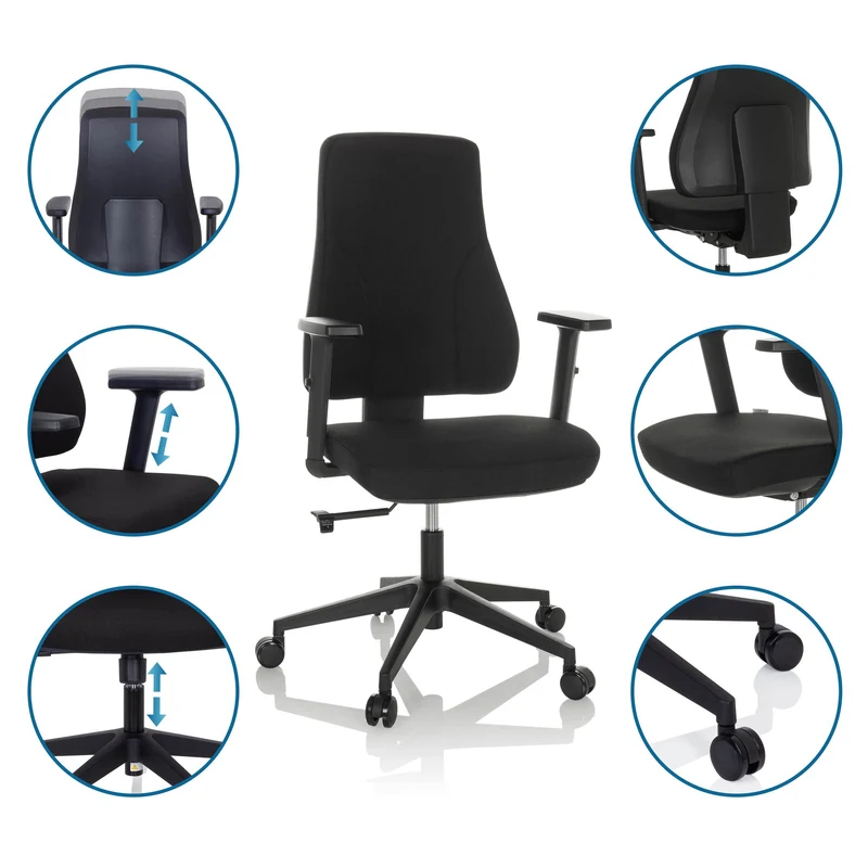B-Ware hjh OFFICE Profi Bürostuhl Drehstuhl MATHES Chefsessel schwarz ergonomisch