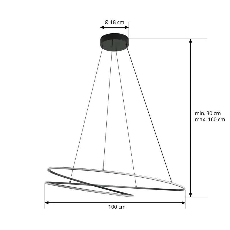 B-Ware Lucande LED Hängeleuchte Pendelleuchte Beleuchtung schwarz dimmbar 100cm