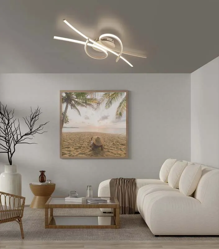 B-Ware FISCHER & HONSEL Deckenlampe Biba LED Leuchte dimmbar CCT creme 100x44cm Licht