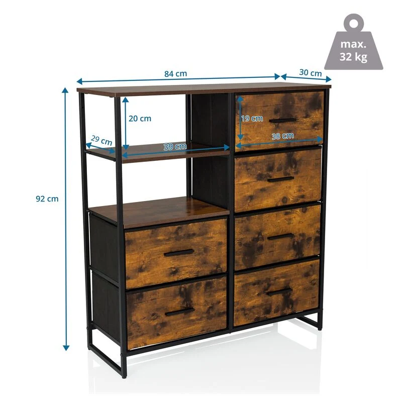 B-Ware hjh LIVING RAGALA - Kommode Sideboard Schubladenkommode Möbel Räuchereiche