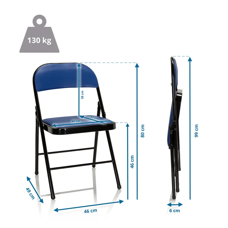 B-Ware hjh OFFICE Klappstuhl Stuhl Konferenzstuhl blau Kunstleder TUDELA