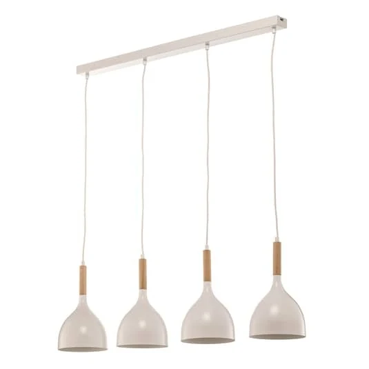 B-Ware Euluna Hängeleuchte Noak Hängelampe Leuchte Lampe 4-flg. lang weiß Holz natur