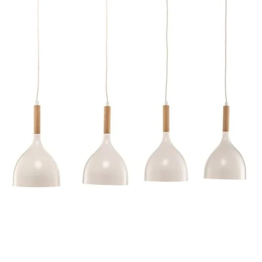 B-Ware Euluna Hängeleuchte Noak Hängelampe Leuchte Lampe 4-flg. lang weiß Holz natur
