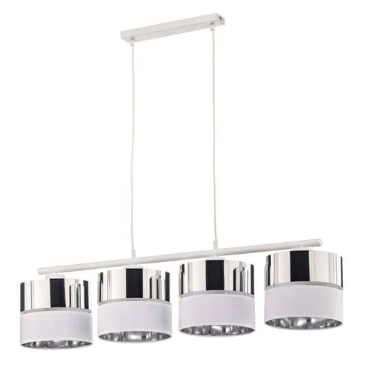 B-Ware Euluna Hängeleuchte Hilton Deckenlampe Pendelleuchte weiß silber vierflammig