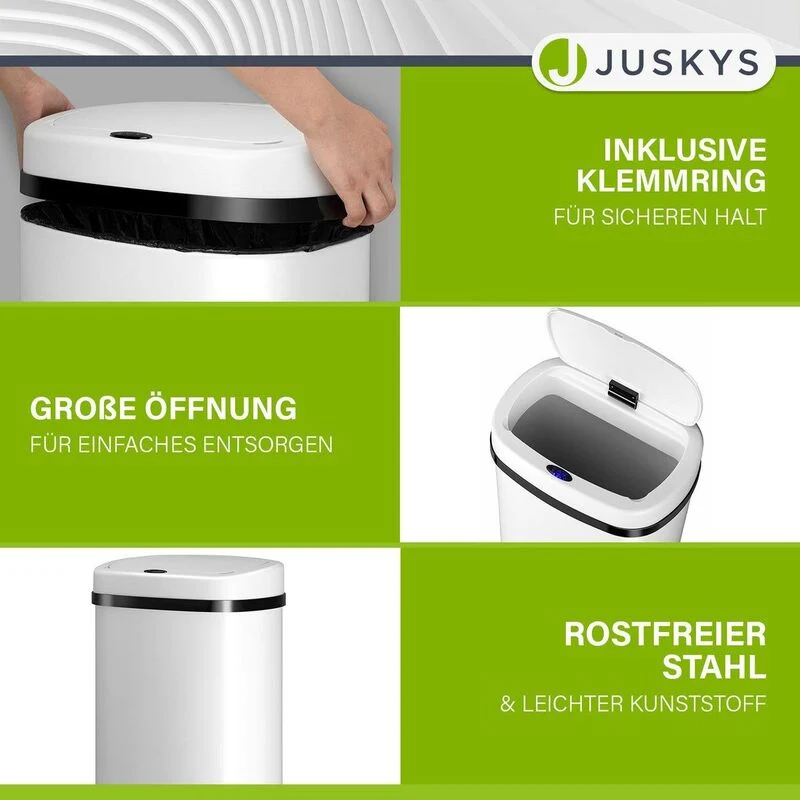 B-Ware Rechteckiger Mülleimer Abfalleimer mit Sensor Hygienisch 50l Komfortabel