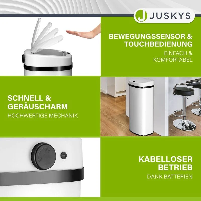 B-Ware Rechteckiger Mülleimer Abfalleimer mit Sensor Hygienisch 50l Komfortabel