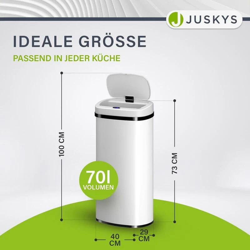 B-Ware Rechteckiger Mülleimer Abfalleimer mit Sensor Hygienisch 50l Komfortabel