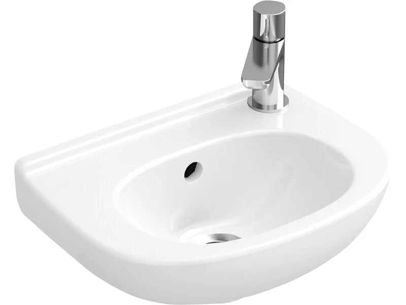 B-Ware Villeroy & Boch Gäste-Waschbecken O.Novo 36 cm Weiß seitlich HL ohne ÜL oval