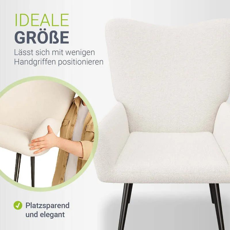 B-Ware Ohrensessel Odense Relaxsessel beige Bouclé skandinavisches Design Stuhl
