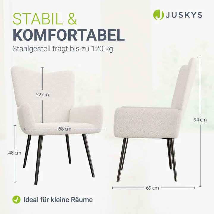 B-Ware Ohrensessel Odense Relaxsessel beige Bouclé skandinavisches Design Stuhl