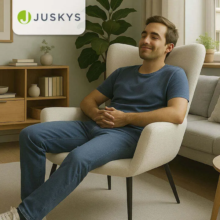 B-Ware Ohrensessel Odense Relaxsessel beige Bouclé skandinavisches Design Stuhl